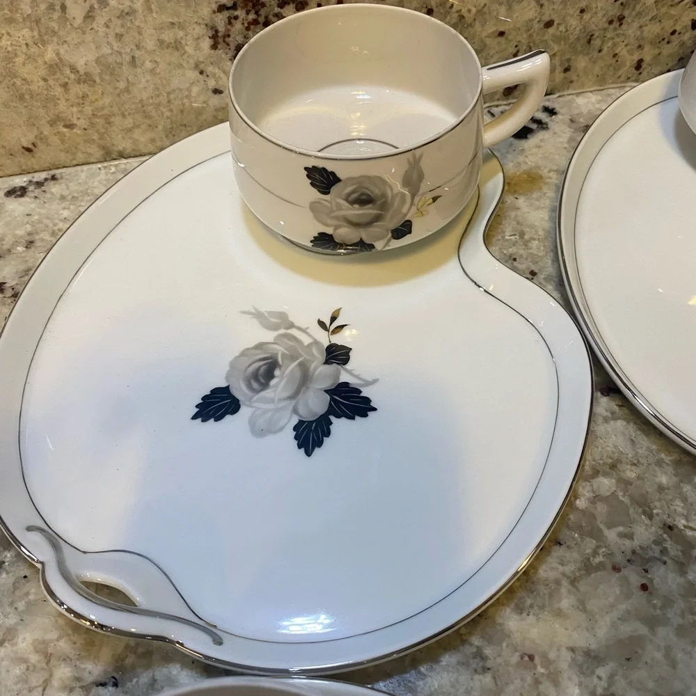 Kutani China Hand Painted Black Rose 9